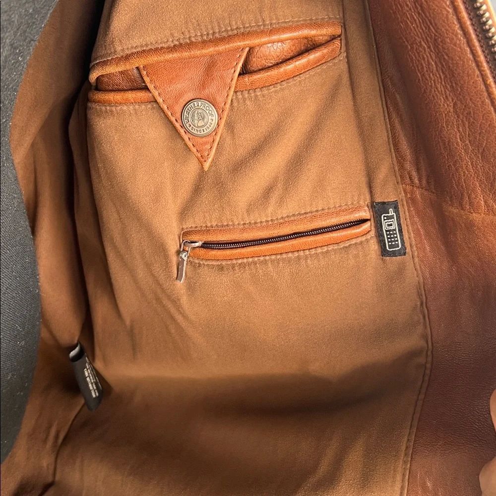 Men's Vintage Weatherproof 100% Genuine Brown Leather Jacket - Picture 7 of 9